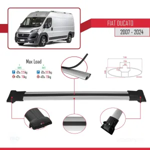Fiat Ducato 2007 ve Sonrası ile uyumlu FLY Model Ara Atkı Tavan Barı GRİ 4 ADET BAR thumb 4