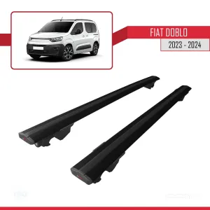 Fiat Doblo 2023 ve Sonrası ile uyumlu HOOK Model Anahtar Kilitli Ara Atkı Tavan Barı SİYAH thumb 4