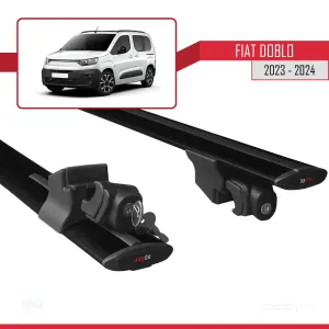 Fiat Doblo 2023 ve Sonrası ile uyumlu HOOK Model Anahtar Kilitli Ara Atkı Tavan Barı SİYAH thumb 5