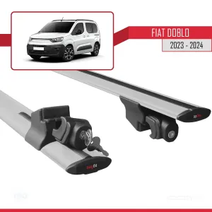 Fiat Doblo 2023 ve Sonrası ile uyumlu HOOK Model Anahtar Kilitli Ara Atkı Tavan Barı GRİ thumb 5