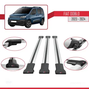 Fiat Doblo 2023 ve Sonrası ile uyumlu FLY Model Ara Atkı Tavan Barı GRİ 3 ADET BAR thumb 5