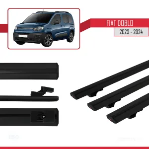 Fiat Doblo 2023 ve Sonrası ile uyumlu Basic Model Ara Atkı Tavan Barı SİYAH 3 ADET thumb 5