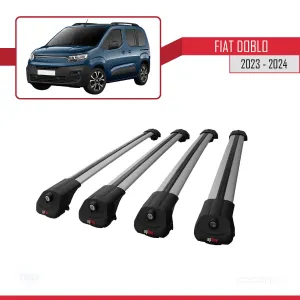 Fiat Doblo 2023 ve Sonrası ile uyumlu ACE-1 Ara Atkı Tavan Barı GRİ 4 ADET BAR thumb 4