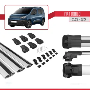 Fiat Doblo 2023 ve Sonrası ile uyumlu ACE-1 Ara Atkı Tavan Barı GRİ 3 ADET BAR thumb 5