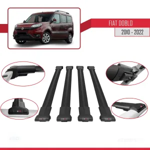 Fiat Doblo 2010-2022 Arası ile uyumlu FLY Model Ara Atkı Tavan Barı SİYAH 4 ADET BAR thumb 5