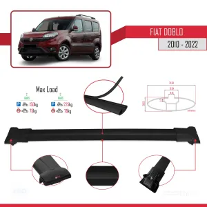 Fiat Doblo 2010-2022 Arası ile uyumlu FLY Model Ara Atkı Tavan Barı SİYAH 3 ADET BAR thumb 4