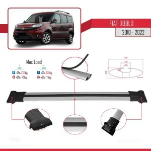 Fiat Doblo 2010-2022 Arası ile uyumlu FLY Model Ara Atkı Tavan Barı GRİ 4 ADET BAR thumb 4