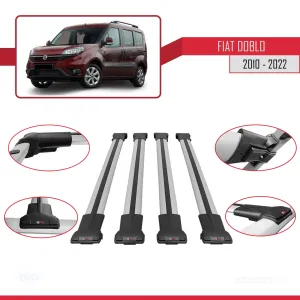 Fiat Doblo 2010-2022 Arası ile uyumlu FLY Model Ara Atkı Tavan Barı GRİ 4 ADET BAR thumb 5