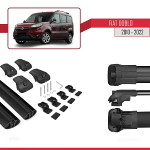 Fiat Doblo 2010-2022 Arası ile uyumlu ACE-1 Ara Atkı Tavan Barı SİYAH thumb 5