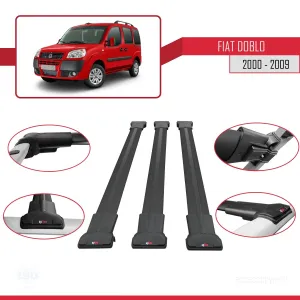 Fiat Doblo 2000-2009 Arası ile uyumlu FLY Model Ara Atkı Tavan Barı SİYAH 3 ADET BAR thumb 5