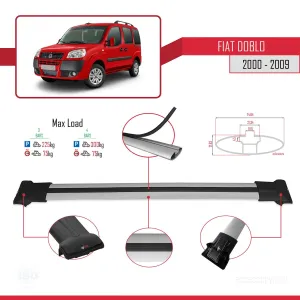 Fiat Doblo 2000-2009 Arası ile uyumlu FLY Model Ara Atkı Tavan Barı GRİ 3 ADET BAR thumb 4