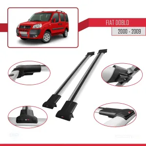 Fiat Doblo 2000-2009 Arası ile uyumlu FLY Model Ara Atkı Tavan Barı GRİ thumb 5