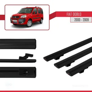 Fiat Doblo 2000-2009 Arası ile uyumlu Basic Model Ara Atkı Tavan Barı SİYAH 3 ADET thumb 3