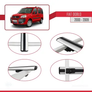 Fiat Doblo 2000-2009 Arası ile uyumlu Basic Model Ara Atkı Tavan Barı GRİ 3 ADET thumb 4
