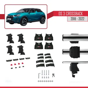 DS 3 Crossback 2018-2022 Arası ile uyumlu ACE-4 Ara Atkı Tavan Barı GRİ thumb 4