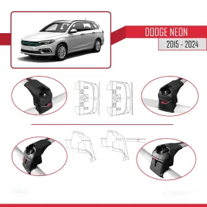 Dodge Neon 2015 ve Sonrası ile uyumlu ACE-2 Ara Atkı Tavan Barı GRİ thumb 4