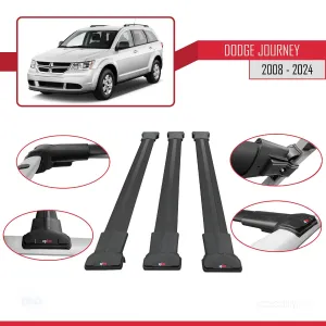 Dodge Journey 2008 ve Sonrası ile Uyumlu FLY Model Ara Atkı Tavan Barı SİYAH 3 ADET BAR thumb 5