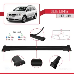 Dodge Journey 2008 ve Sonrası ile Uyumlu FLY Model Ara Atkı Tavan Barı SİYAH thumb 5