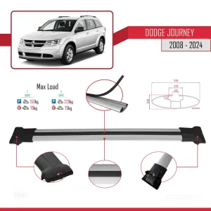 Dodge Journey 2008 ve Sonrası ile Uyumlu FLY Model Ara Atkı Tavan Barı GRİ thumb 5