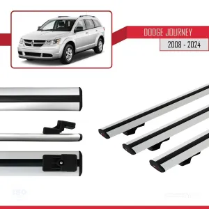 Dodge Journey 2008 ve Sonrası ile uyumlu Basic Model Ara Atkı Tavan Barı GRİ 3 ADET thumb 5
