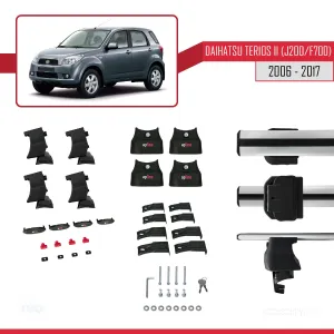 Daihatsu Terios II (J200/F700) 2006-2017 Arası ile uyumlu ACE-4 Ara Atkı Tavan Barı GRİ thumb 4