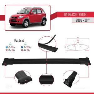 Daihatsu Terios 2006-2017 Arası ile Uyumlu FLY Model Ara Atkı Tavan Barı SİYAH 3 ADET BAR thumb 4