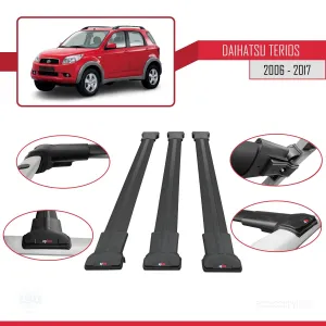 Daihatsu Terios 2006-2017 Arası ile Uyumlu FLY Model Ara Atkı Tavan Barı SİYAH 3 ADET BAR thumb 5