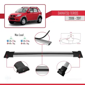 Daihatsu Terios 2006-2017 Arası ile Uyumlu FLY Model Ara Atkı Tavan Barı GRİ 3 ADET BAR thumb 4