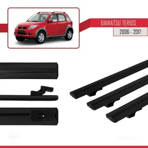 Daihatsu Terios 2006-2017 Arası ile uyumlu Basic Model Ara Atkı Tavan Barı SİYAH 3 ADET thumb 3