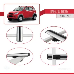 Daihatsu Terios 2006-2017 Arası ile uyumlu Basic Model Ara Atkı Tavan Barı GRİ 3 ADET thumb 4