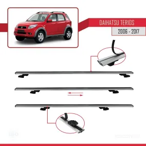 Daihatsu Terios 2006-2017 Arası ile uyumlu Basic Model Ara Atkı Tavan Barı GRİ 3 ADET thumb 5