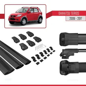 Daihatsu Terios 2006-2017 Arası ile uyumlu ACE-1 Ara Atkı Tavan Barı SİYAH 3 ADET BAR thumb 5
