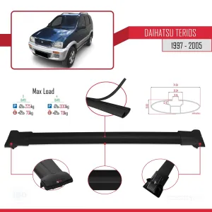 Daihatsu Terios 1997-2005 Arası ile Uyumlu FLY Model Ara Atkı Tavan Barı SİYAH 3 ADET BAR thumb 4