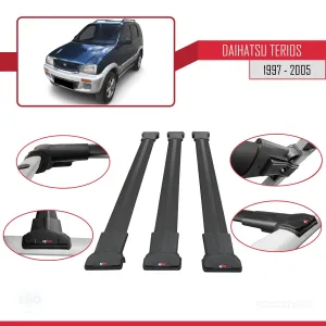 Daihatsu Terios 1997-2005 Arası ile Uyumlu FLY Model Ara Atkı Tavan Barı SİYAH 3 ADET BAR thumb 5
