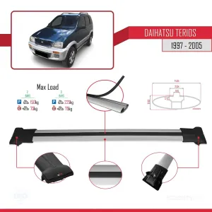Daihatsu Terios 1997-2005 Arası ile uyumlu FLY Model Ara Atkı Tavan Barı GRİ thumb 4