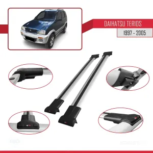 Daihatsu Terios 1997-2005 Arası ile uyumlu FLY Model Ara Atkı Tavan Barı GRİ thumb 5