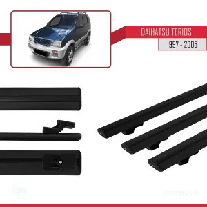 Daihatsu Terios 1997-2005 Arası ile uyumlu Basic Model Ara Atkı Tavan Barı SİYAH 3 ADET thumb 3