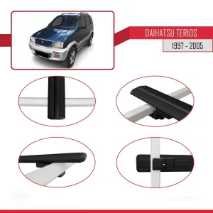 Daihatsu Terios 1997-2005 Arası ile uyumlu Basic Model Ara Atkı Tavan Barı SİYAH 3 ADET thumb 4