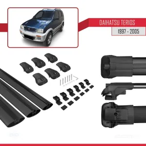 Daihatsu Terios 1997-2005 Arası ile uyumlu ACE-1 Ara Atkı Tavan Barı SİYAH 3 ADET BAR thumb 5
