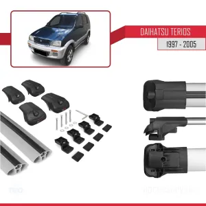 Daihatsu Terios 1997-2005 Arası ile uyumlu ACE-1 Ara Atkı Tavan Barı GRİ thumb 5