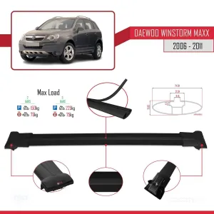 Daewoo Wınstorm Maxx 2006-2011 Arası ile Uyumlu FLY Model Ara Atkı Tavan Barı SİYAH thumb 4