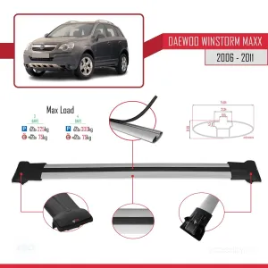 Daewoo Winstorm MaXX 2006-2011 Arası ile Uyumlu FLY Model Ara Atkı Tavan Barı GRİ 3 ADET BAR thumb 4