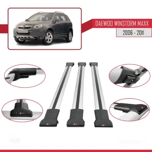 Daewoo Winstorm MaXX 2006-2011 Arası ile Uyumlu FLY Model Ara Atkı Tavan Barı GRİ 3 ADET BAR thumb 5