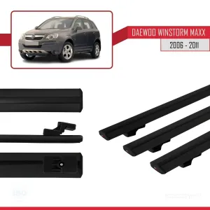 Daewoo Winstorm MaXX 2006-2011 Arası ile uyumlu Basic Model Ara Atkı Tavan Barı SİYAH 3 ADET thumb 3