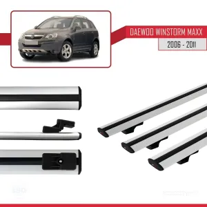 Daewoo Winstorm MaXX 2006-2011 Arası ile uyumlu Basic Model Ara Atkı Tavan Barı GRİ 3 ADET thumb 3