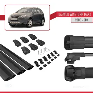 Daewoo Winstorm MaXX 2006-2011 Arası ile uyumlu ACE-1 Ara Atkı Tavan Barı SİYAH 3 ADET BAR thumb 5