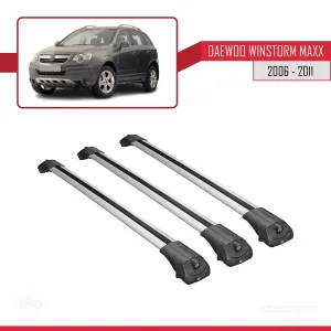 Daewoo Winstorm MaXX 2006-2011 Arası ile uyumlu ACE-1 Ara Atkı Tavan Barı GRİ 3 ADET BAR thumb 3