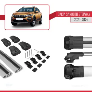 Dacia Sandero STEPWAY 2021 ve Sonrası ile uyumlu ACE-1 Ara Atkı Tavan Barı GRİ thumb 5