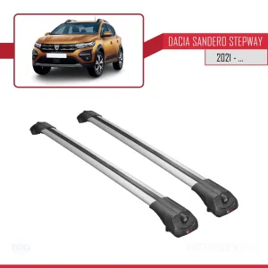 Dacia Sandero Stepway 2021 ile uyumlu ACE-1 Ara Atkı Tavan Barı GRİ thumb 3