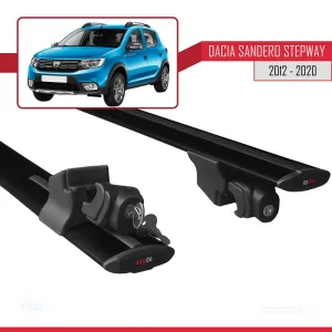 Dacia Sandero STEPWAY 2012-2020 Arası ile uyumlu HOOK Model Anahtar Kilitli Ara Atkı Tavan Barı SİYAH thumb 5